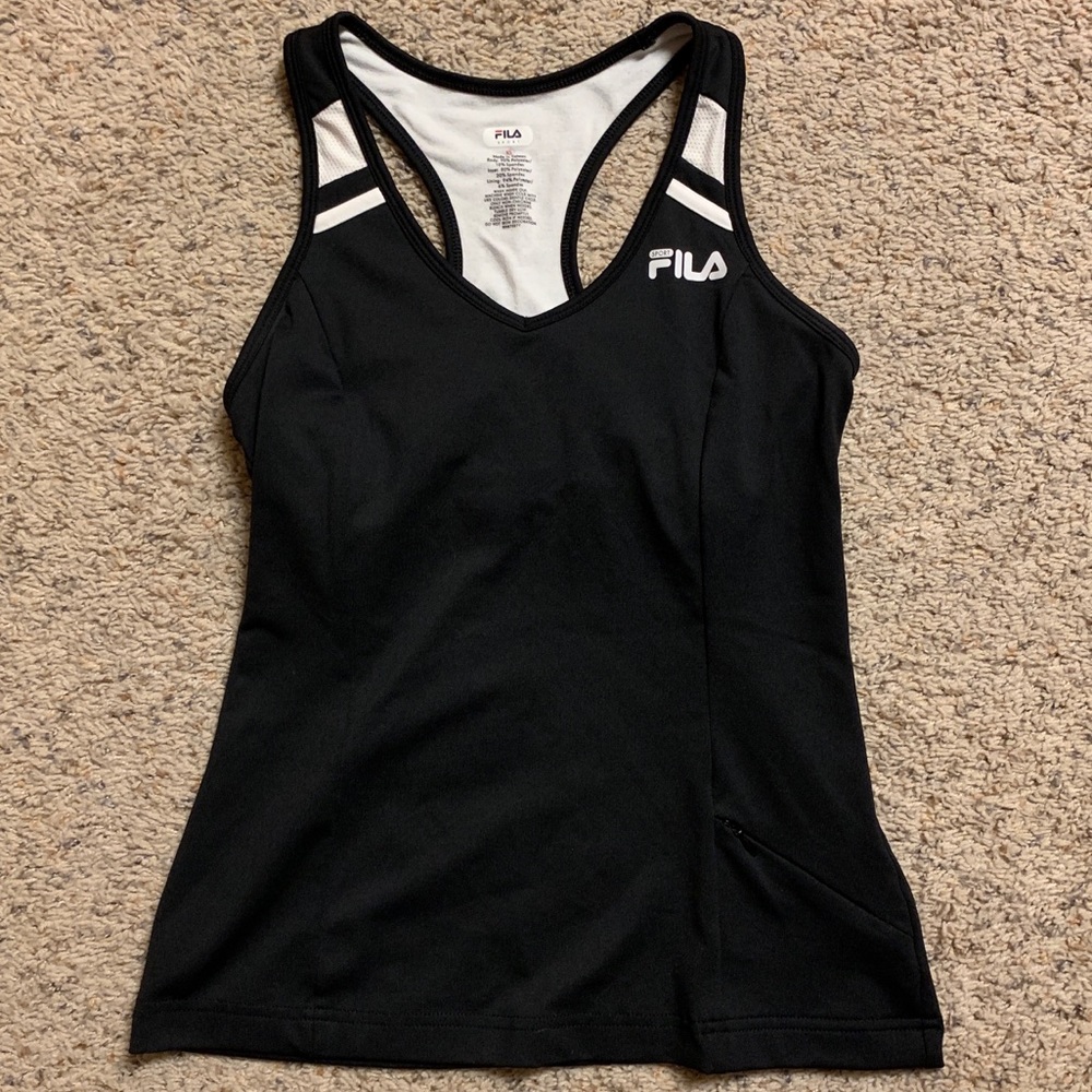 XS Fila white & black racerback tennis tank